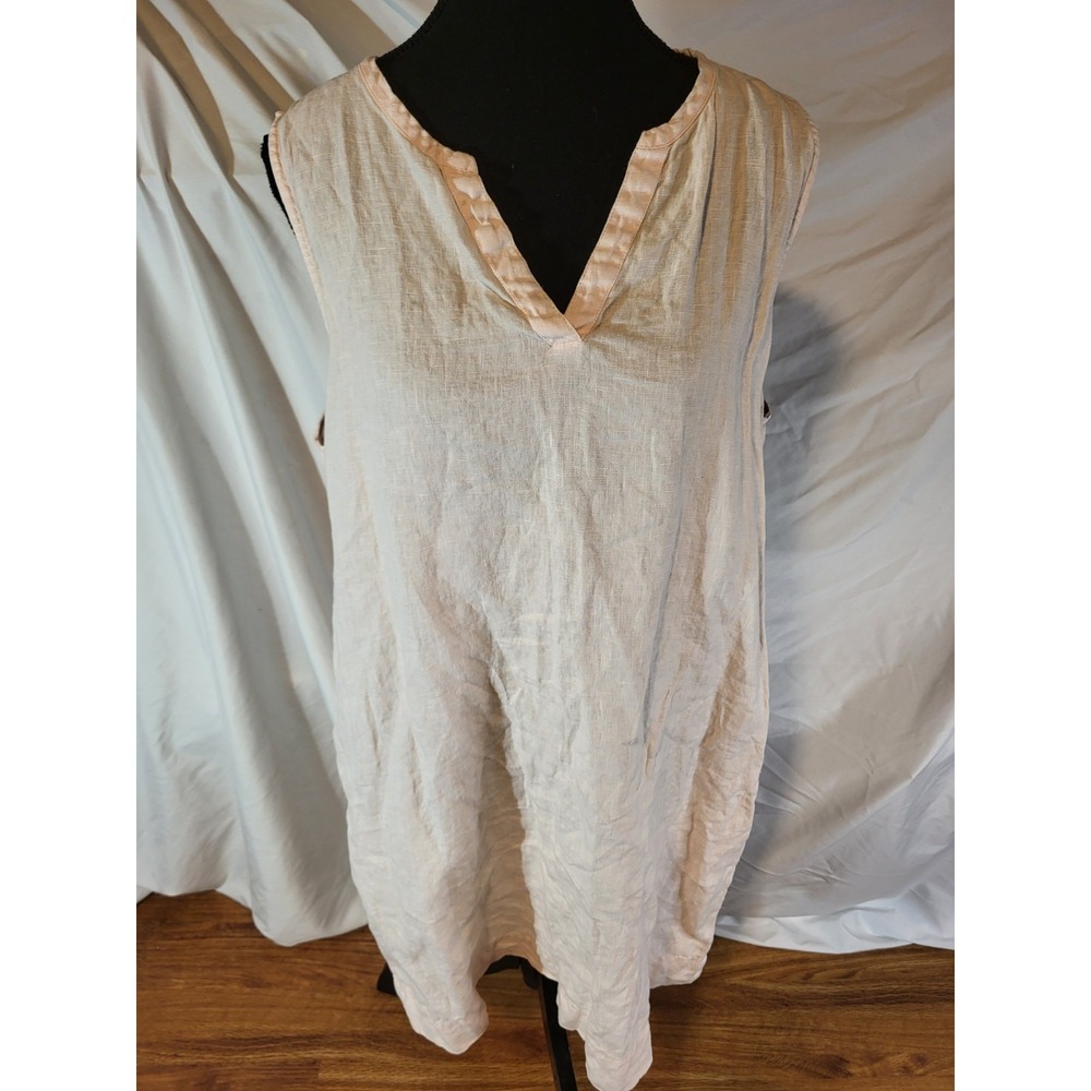Lulu-b Size Large‎ Peach Pink Sleeveless 100% Linen Dress